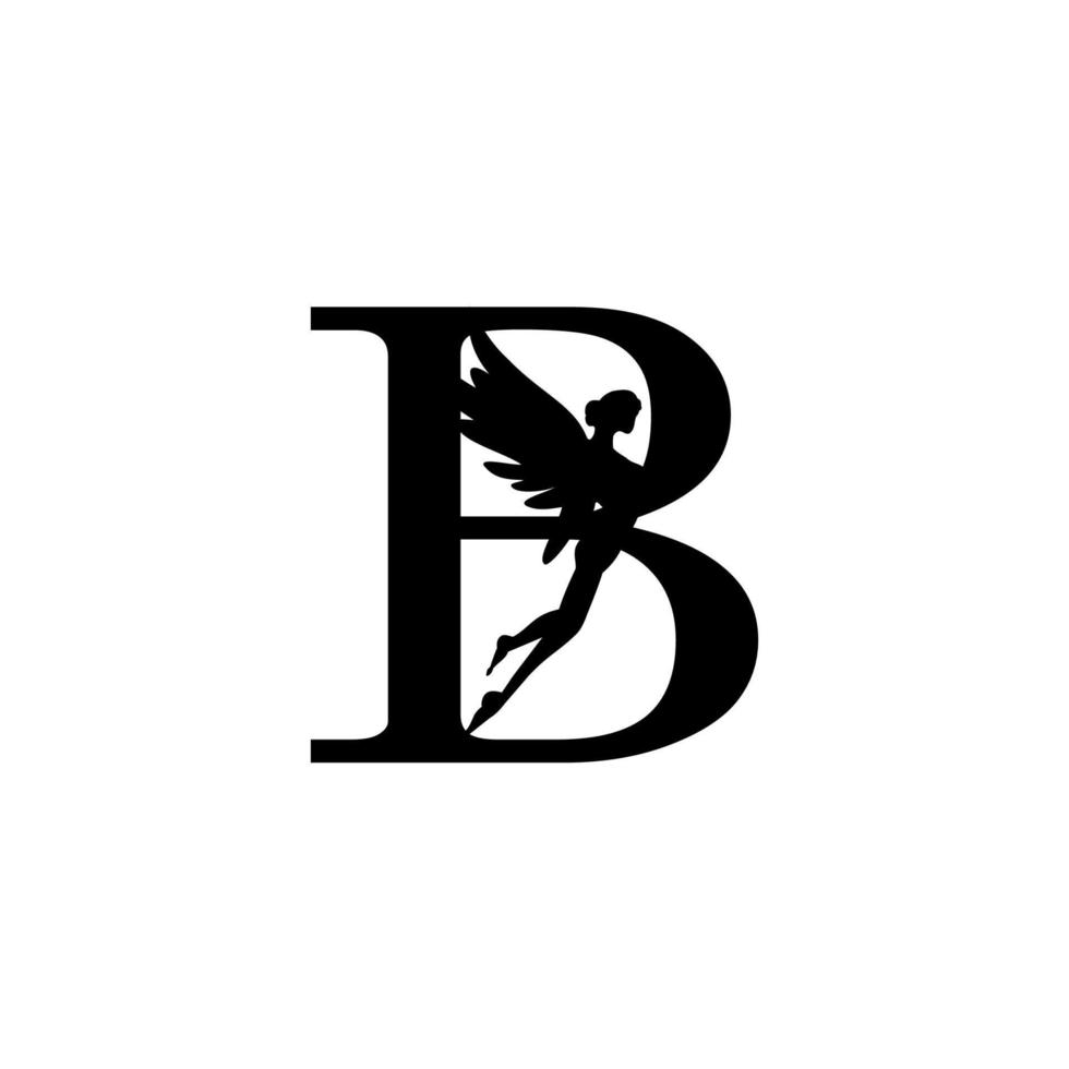 letter B logo design with fairy image as decoration vector