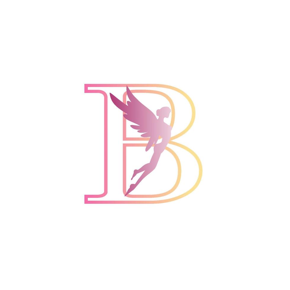 letter B logo design with fairy image as decoration vector