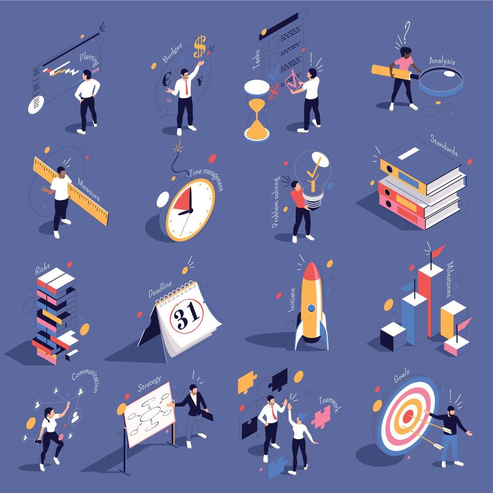 Project Management Isometric Set 21855908 Vector Art at Vecteezy