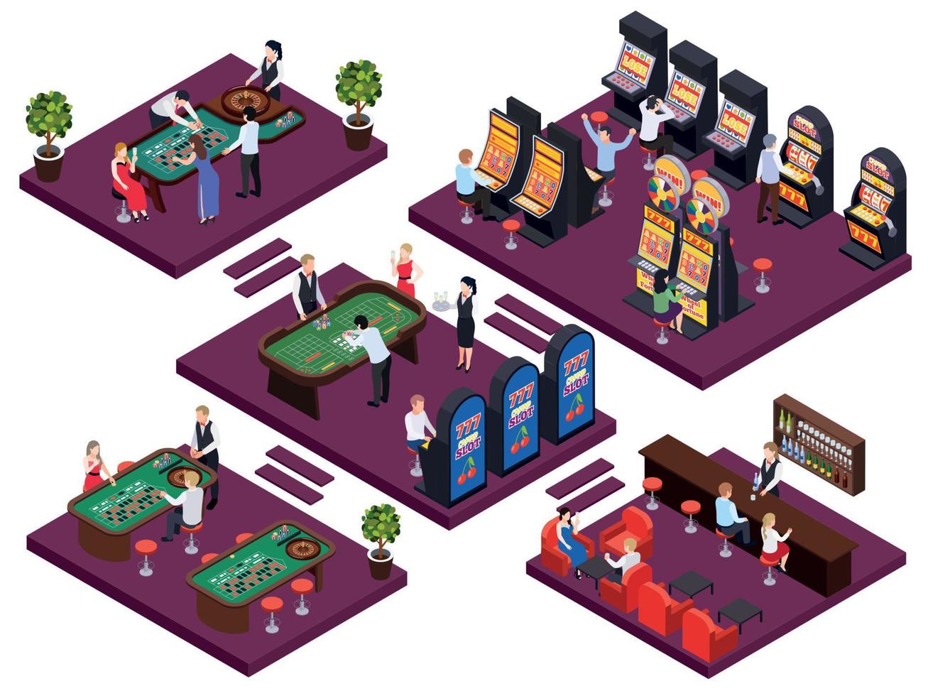 Casino Platforms Isometric Set vector