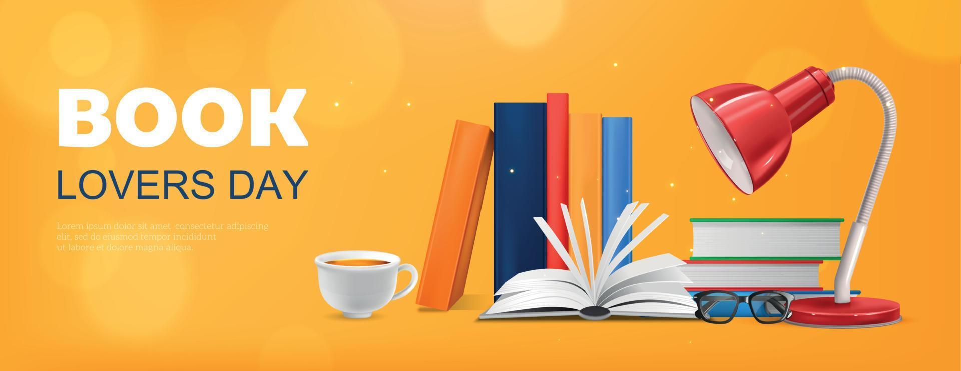 Realistic Book Lovers Composition vector