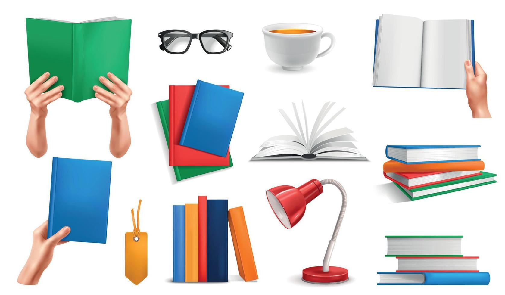 Realistic Book Lover Set vector