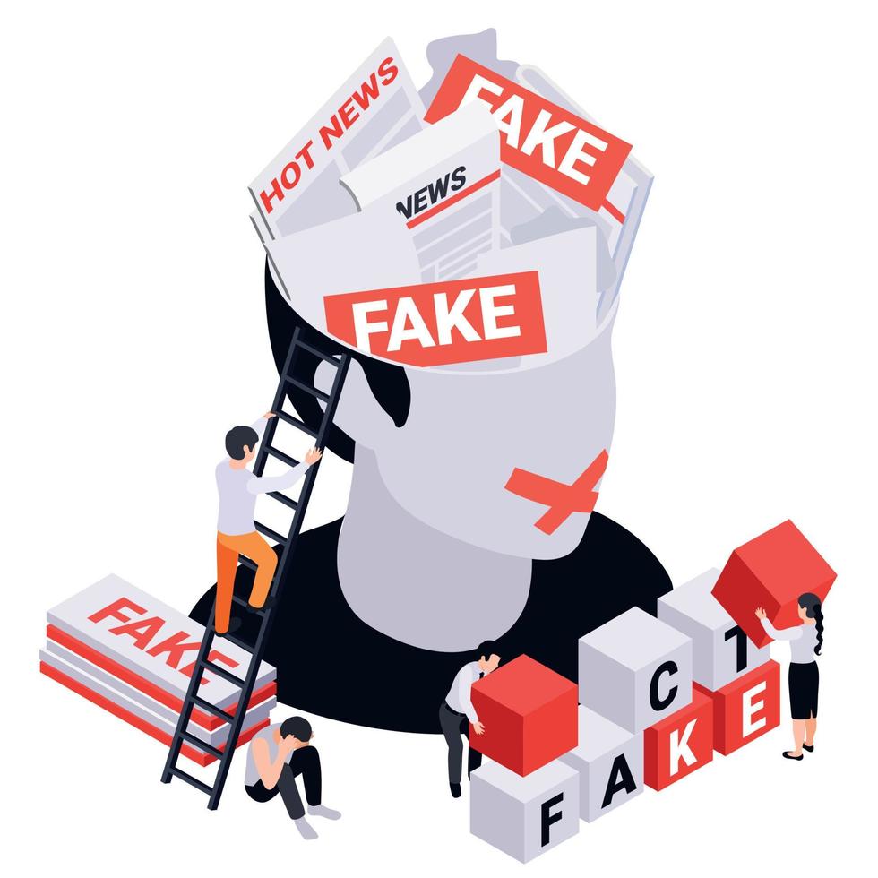 Fake News Head Composition vector