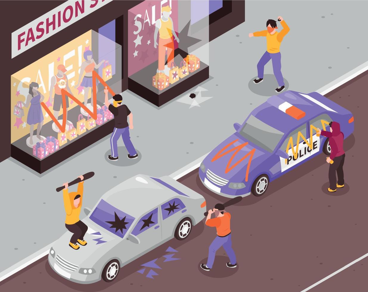 Isometric Hooligans Illustration vector