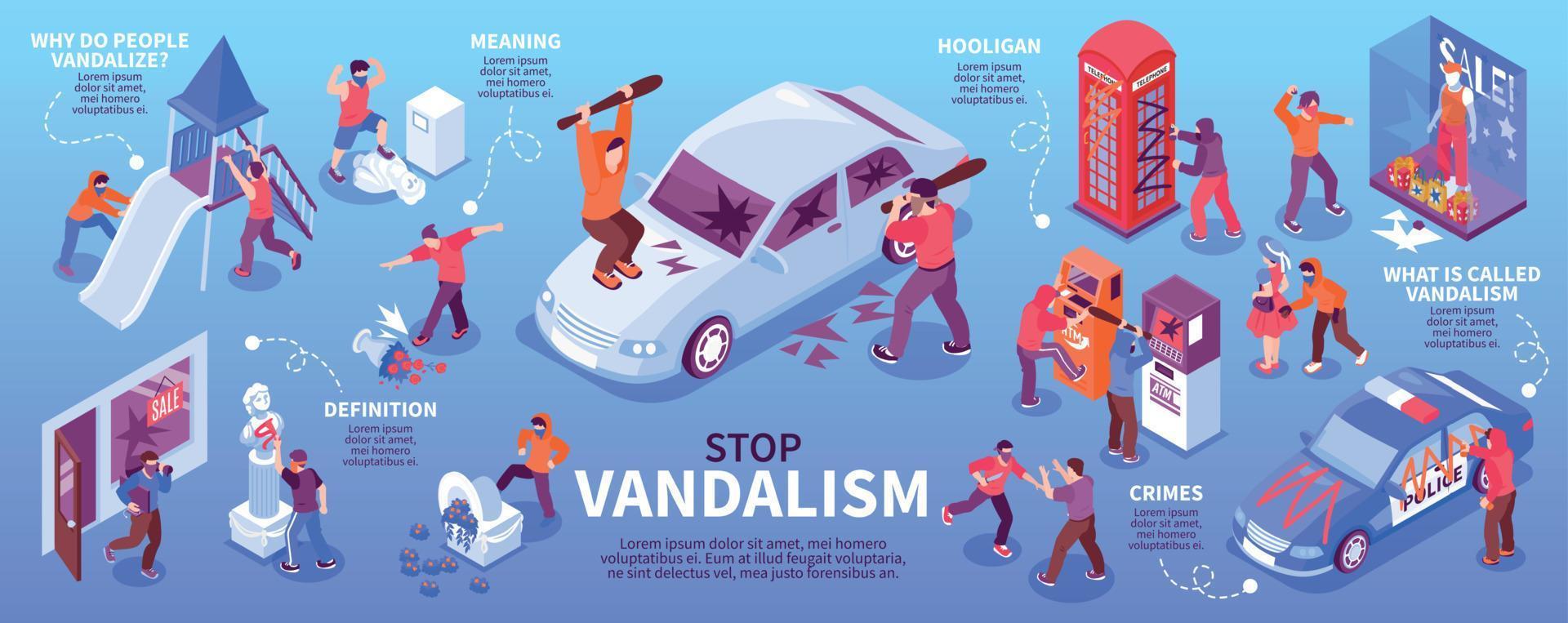 Hooligans Isometric Infographics vector