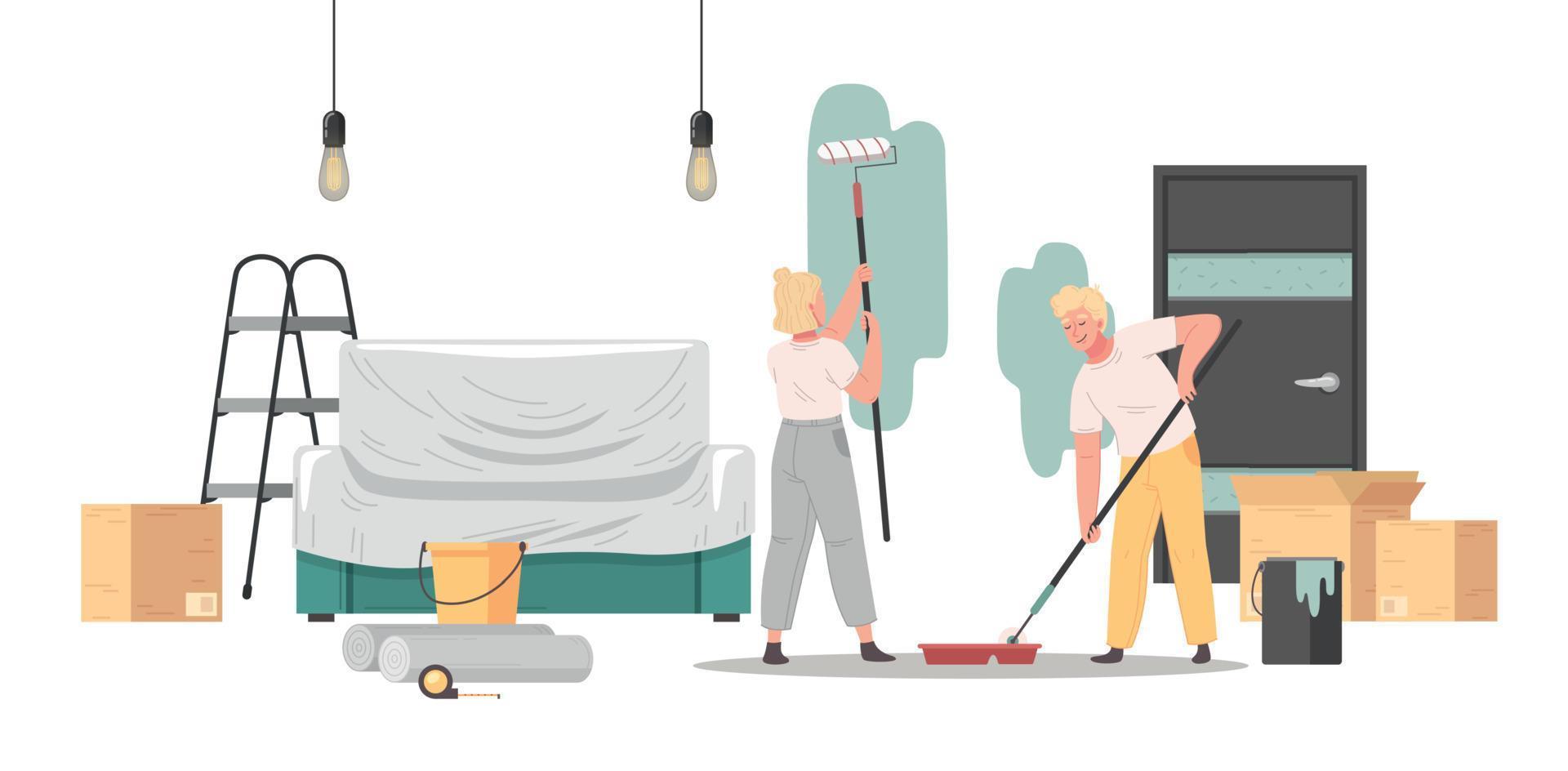 Renovation Cartoon Scene vector