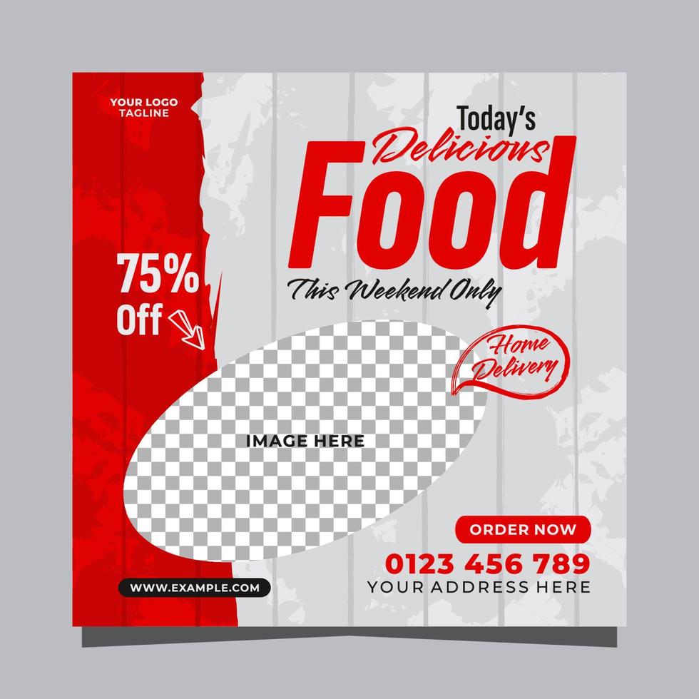 Delicious food social media post banner square template vector