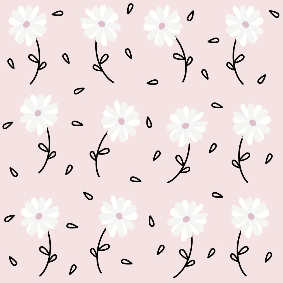 cute romantic seamless vector pattern background illustration with white daisy flowers