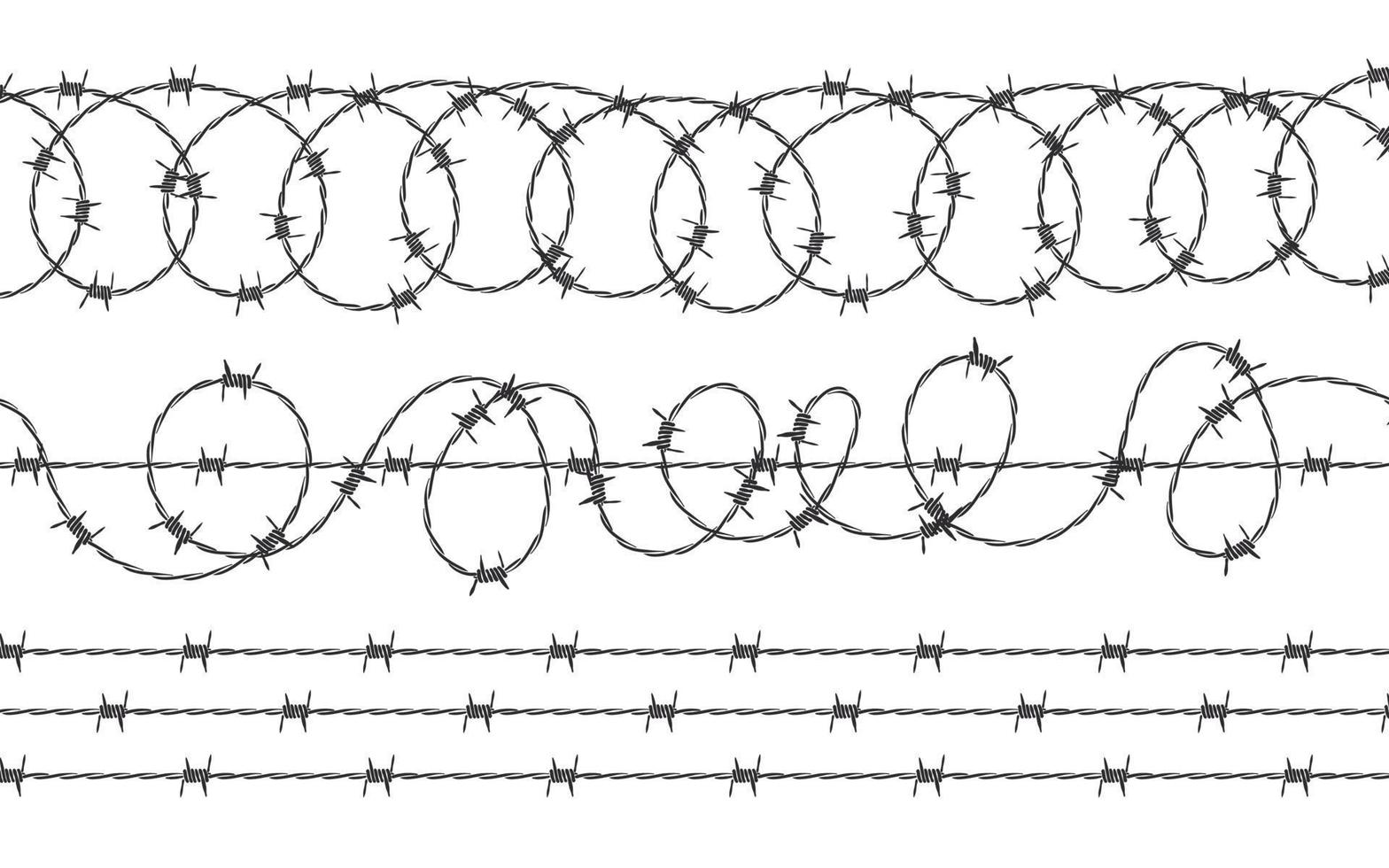 Various barbed wire. Wavy razor wire. Security fencing. Vector scalable graphics