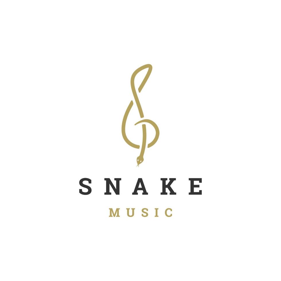 Snake music note logo icon design template flat vector