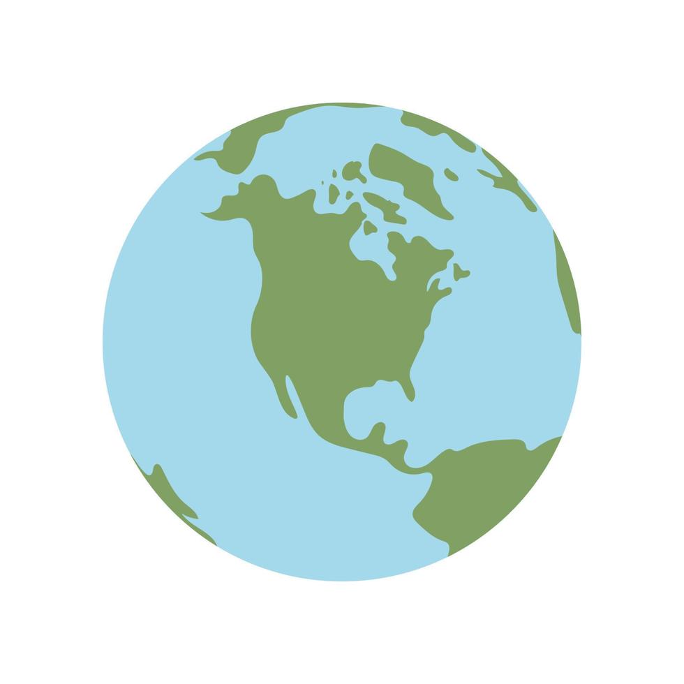 globo mundo mapa. planeta tierra plano vector ilustración. garabatear mapa con continentes y océanos