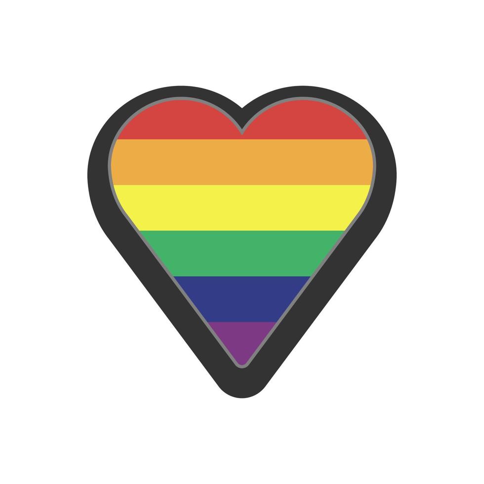 arco iris bandera en corazón forma. orgullo lgbtq amor. lesbiana, homosexual, bisexual, Transgénero, queer símbolo. plano icono aislado en blanco antecedentes vector