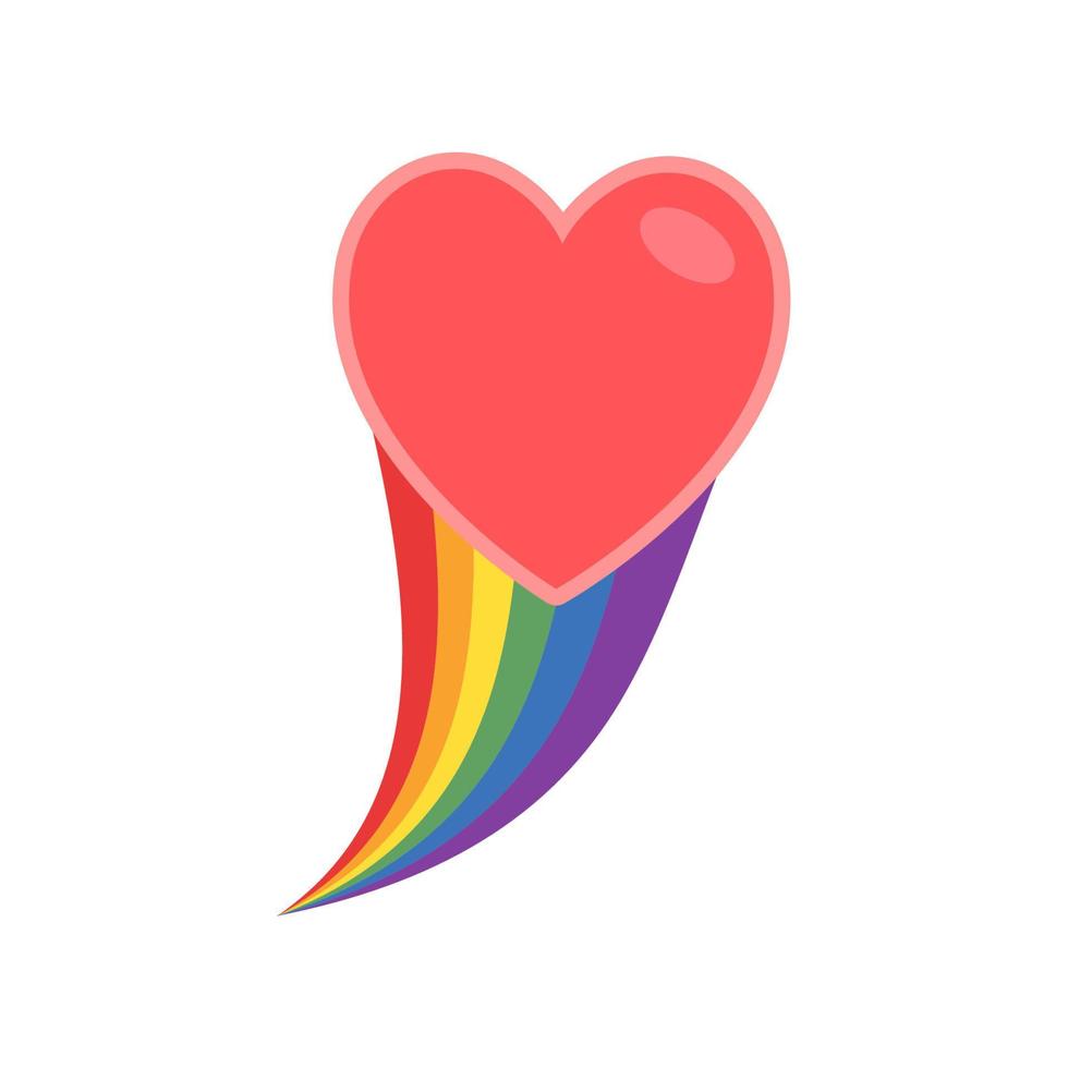 Heart icon with rainbow flag tail. Lgbt support and love design. Lesbian, Gay, Bisexual, Transgender representation symbol. vector