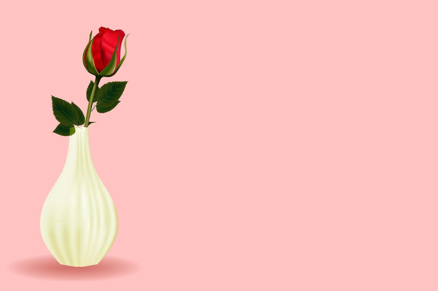 Red rose isolated on a white background. Vector illustration. Realistic rose. Bud. Colors for a bouquet. Design Element.