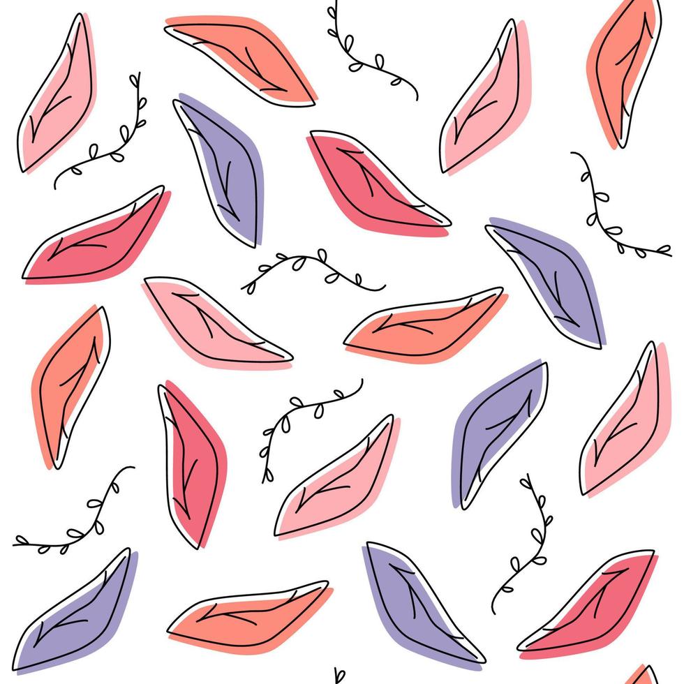 resumen vistoso mano dibujado hojas y ramas sin costura vector modelo antecedentes ilustración