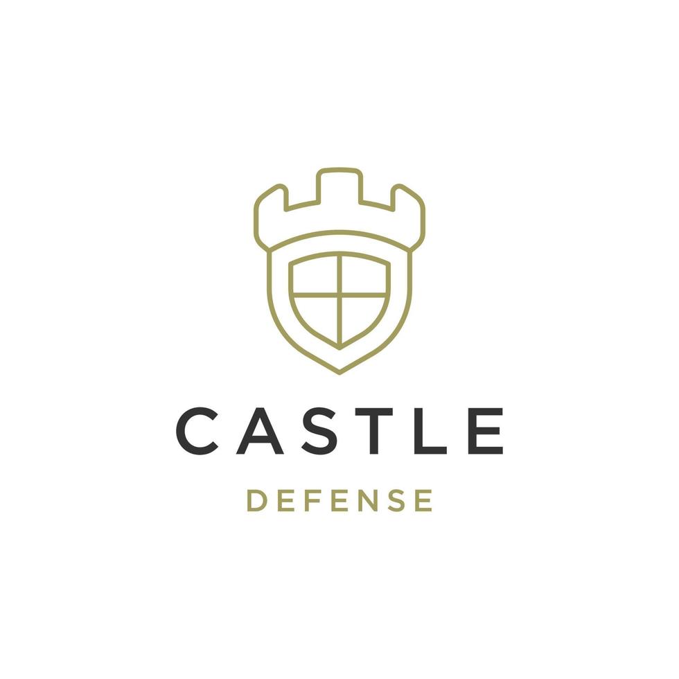 Castle defense line logo icon design template flat vector