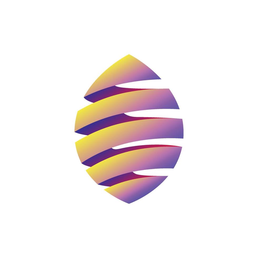 Futuristic 3d spiral vector logo using yellow, pink, and purple color. Suitable for brand, global, business, apps, and company.