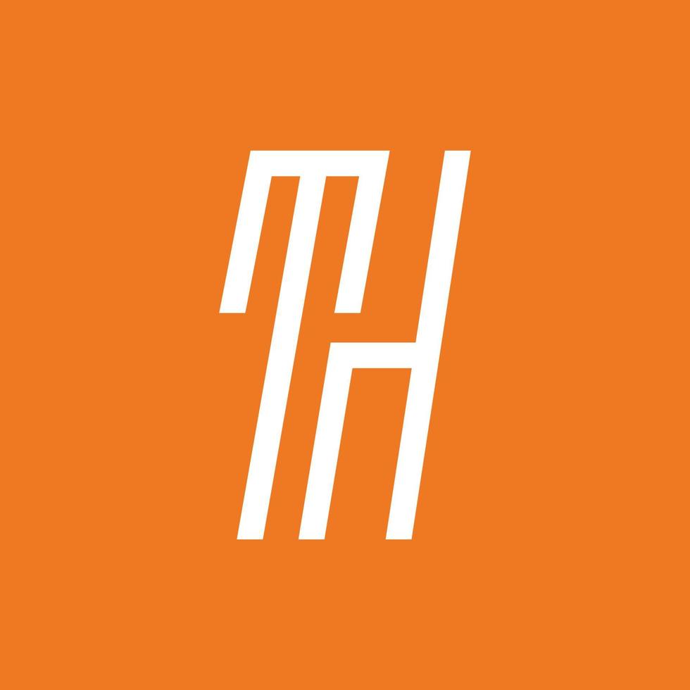 th inicial establecido vector logo aislado en naranja de colores antecedentes. logo hecho desde Delgado líneas.