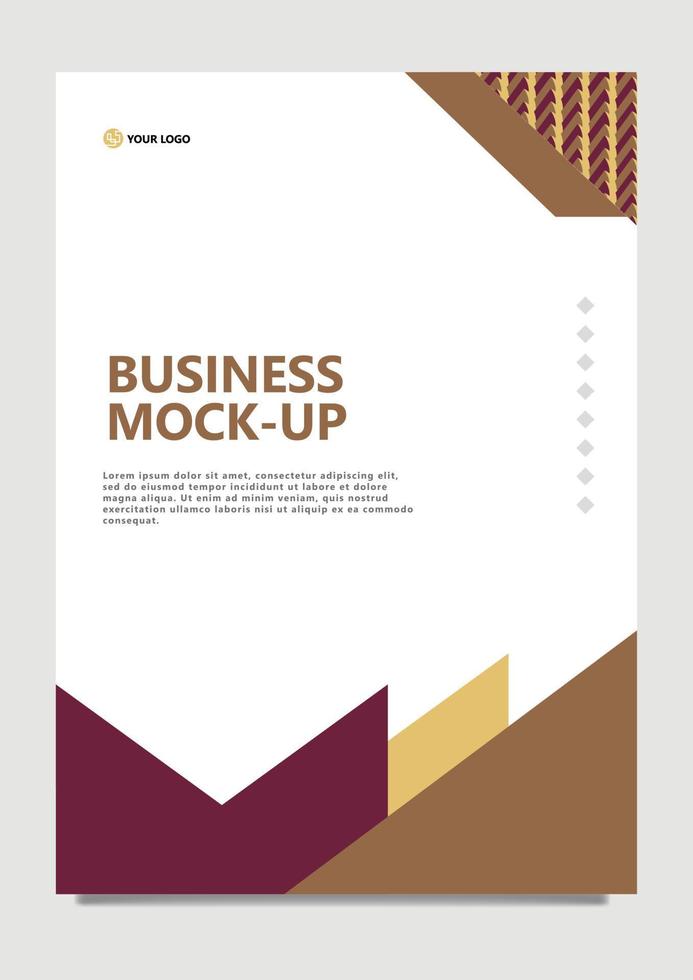 White business mock up with brown colored polygonal geometric shapes. Suitable for annual report, template, catalog, magazine, certificate, and publication. vector