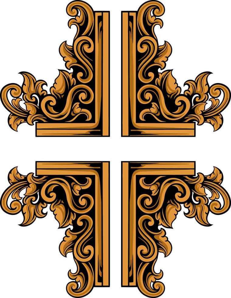 classic engraving ornament vector design for elements, editable color