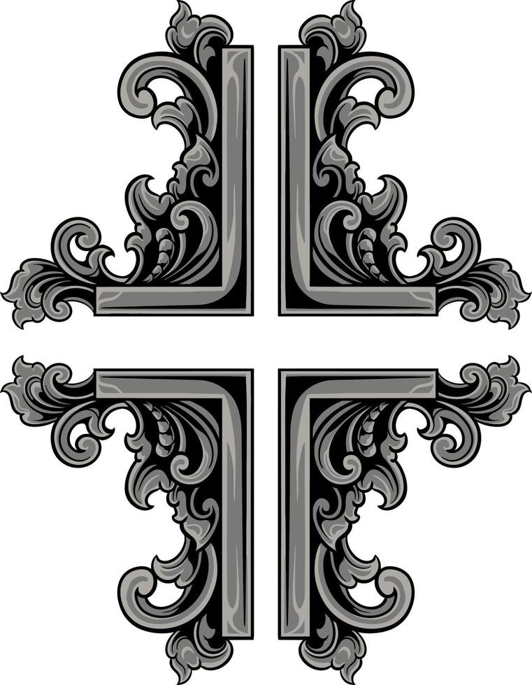 classic engraving ornament vector design for elements, editable color