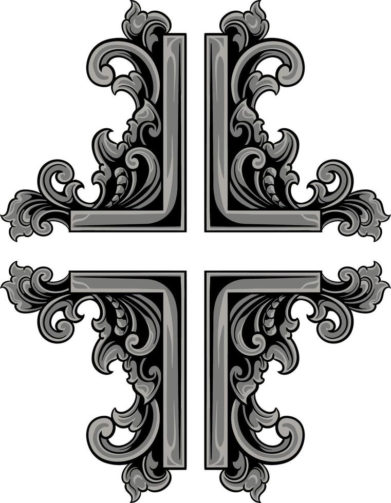 classic engraving ornament vector design for elements, editable color