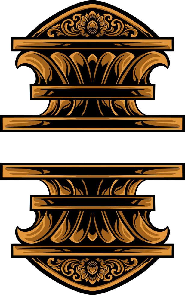 classic engraving ornament vector design for elements, editable color