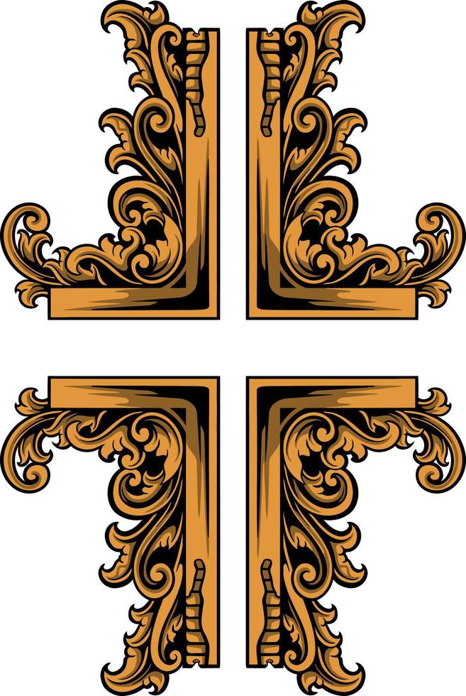 classic engraving ornament vector design for elements, editable color