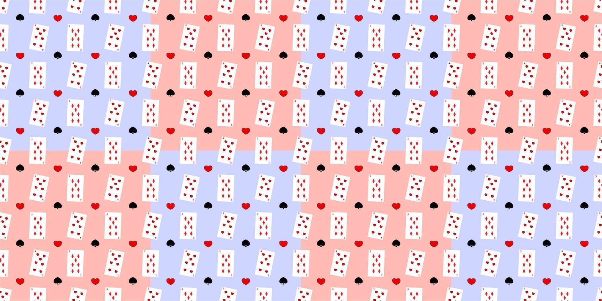 Seamless pattern with playing cards. Pink background. Alice in wonderland theme. Casino. Gambling vector