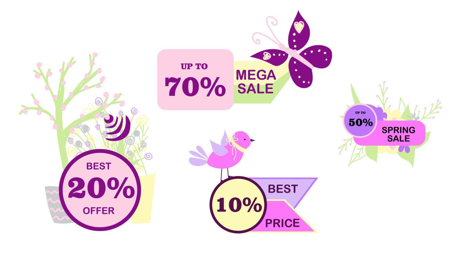 Spring discounts. Big sale. Mega skidaki. Super stock .. interest. Sell-out Set of stickers for trade vector