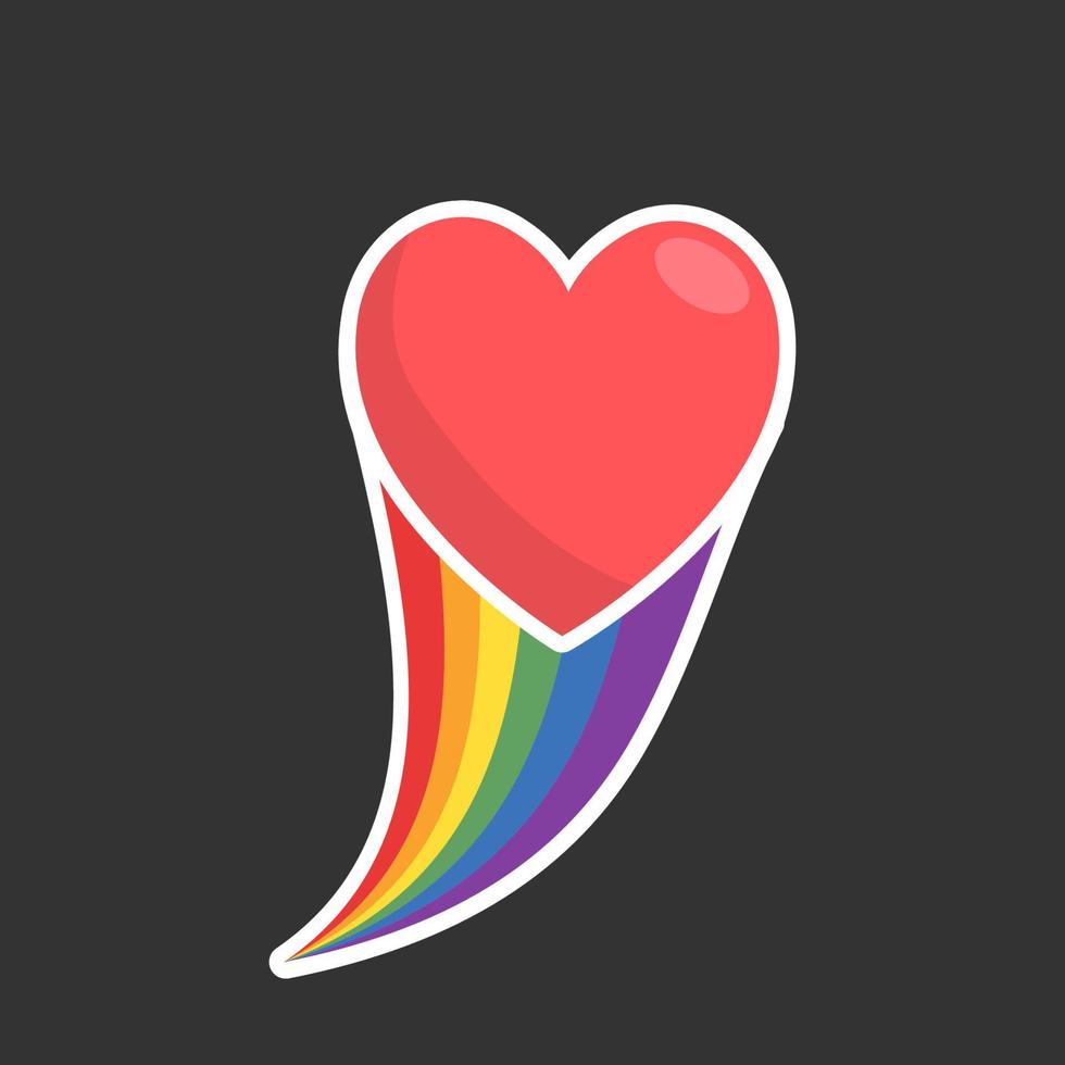 corazón icono con arco iris bandera cola. lgbt apoyo y amor diseño. lesbiana, homosexual, bisexual, Transgénero representación símbolo. vector