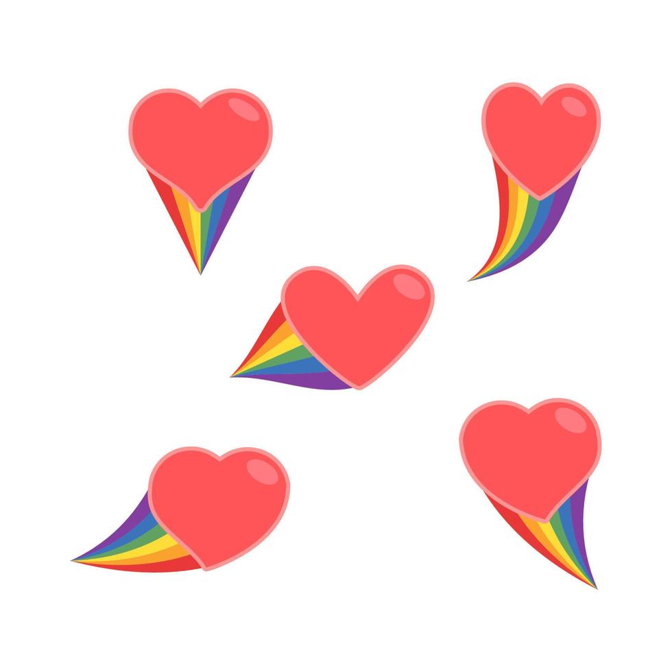 Heart icon with rainbow flag tail. Lgbt support and love design. Lesbian, Gay, Bisexual, Transgender representation symbol. vector