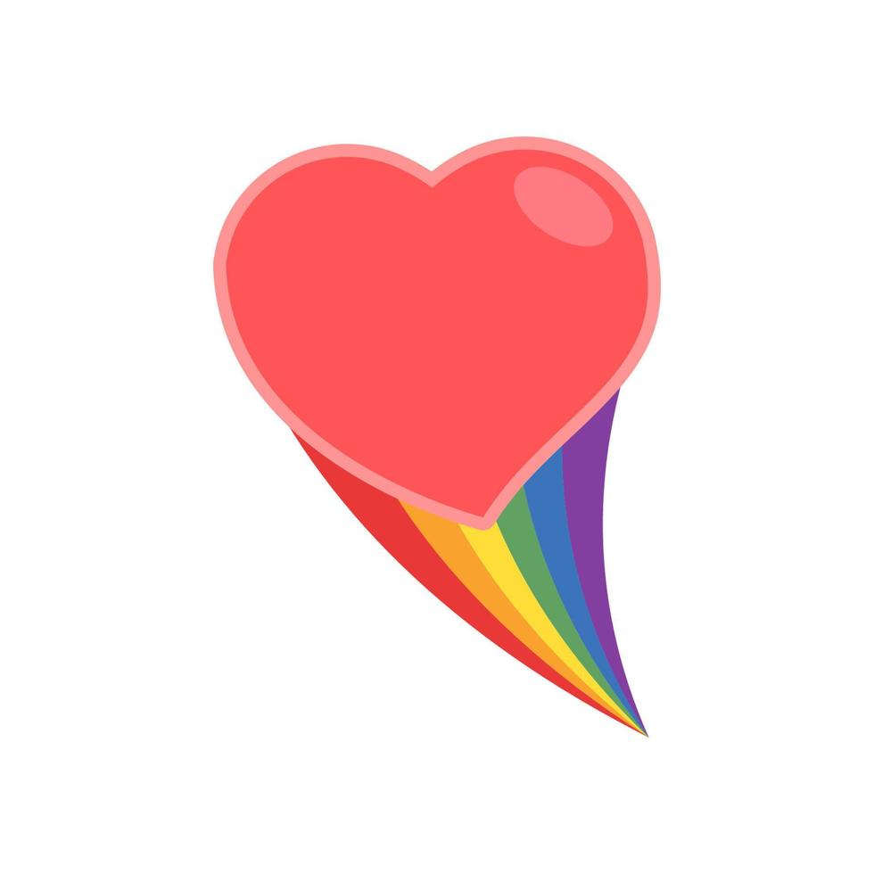 Heart icon with rainbow flag tail. Lgbt support and love design. Lesbian, Gay, Bisexual, Transgender representation symbol. vector