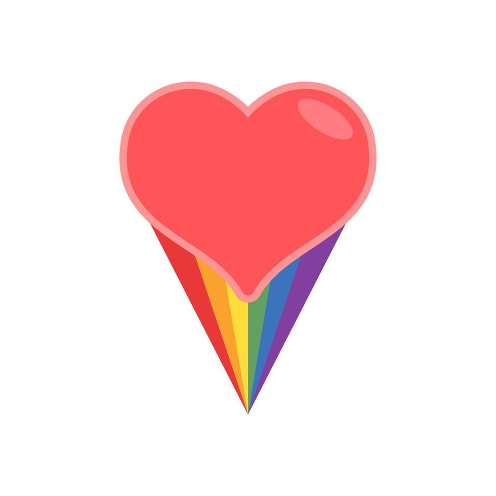 corazón icono con arco iris bandera cola. lgbt apoyo y amor diseño. lesbiana, homosexual, bisexual, Transgénero representación símbolo. vector