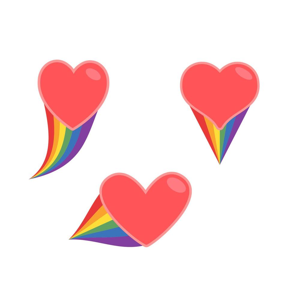 Heart icon with rainbow flag tail. Lgbt support and love design. Lesbian, Gay, Bisexual, Transgender representation symbol. vector