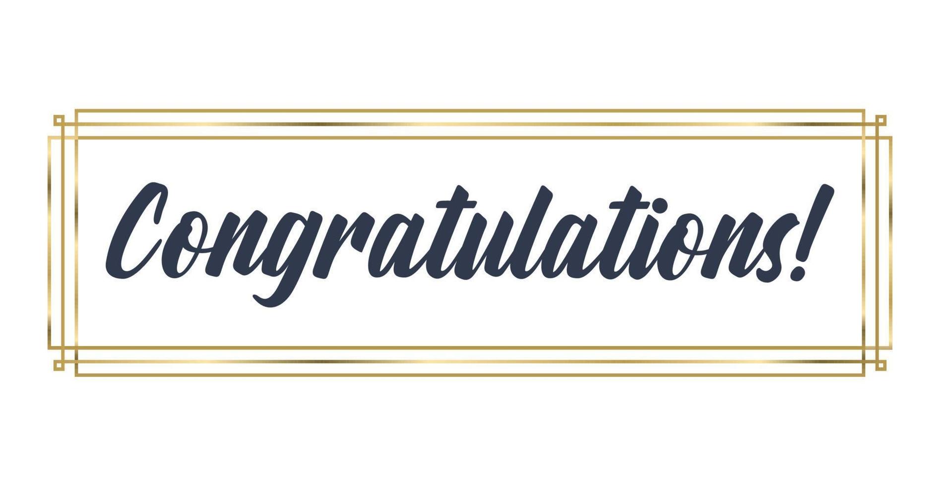 Congratulations Lettering Message With Elegant Golden Frame Congrats