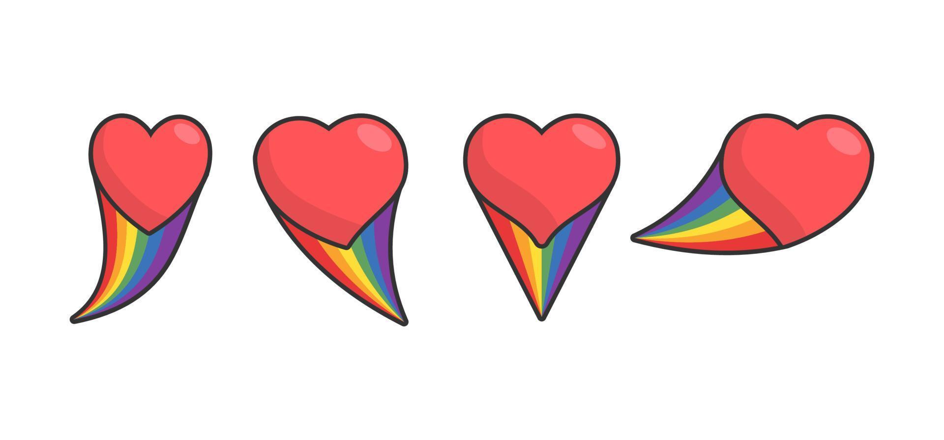 Heart icon with rainbow flag tail. Lgbt support and love design. Lesbian, Gay, Bisexual, Transgender representation symbol. vector