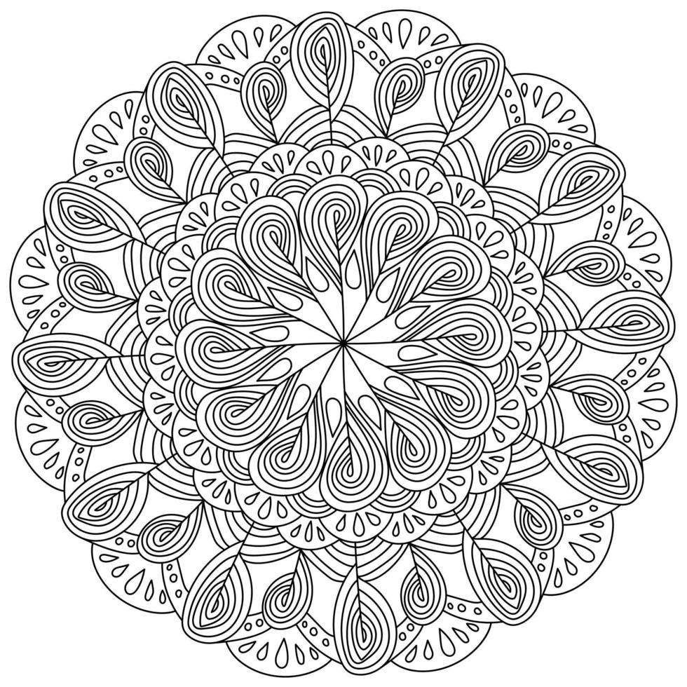florido resumen mandala con remolinos y sencillo motivos, meditativo colorante página vector