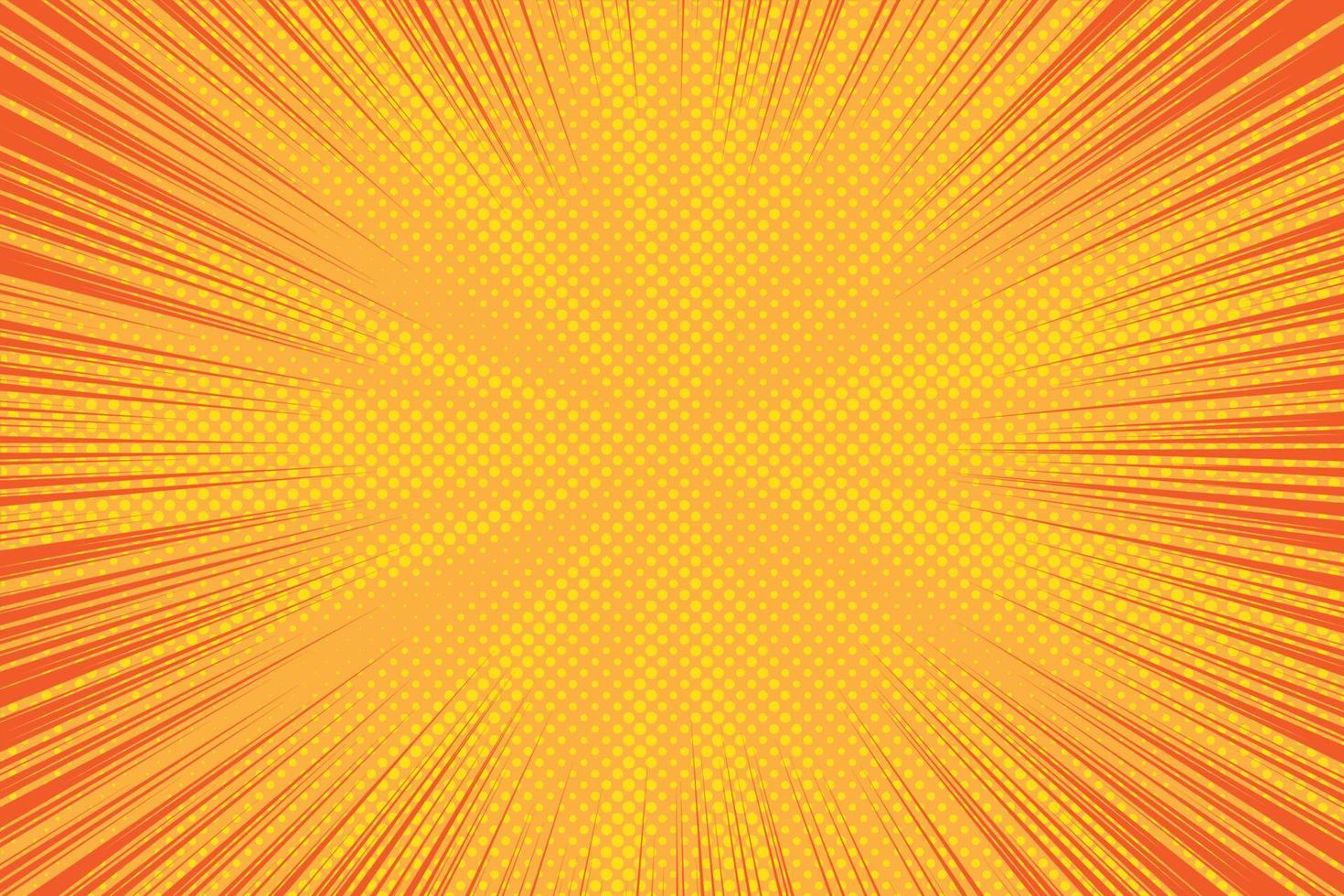 Sunburst background vector illustration. Yellow sunny rays. Retro star light with halftone. Comic abstract wallpaper.