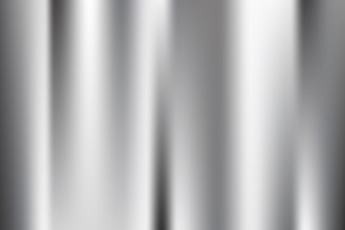 Silver foil background. Metal gradient vector shiny pattern. Chrome stainless gradation surface with reflection. Glossy grey brushed material.