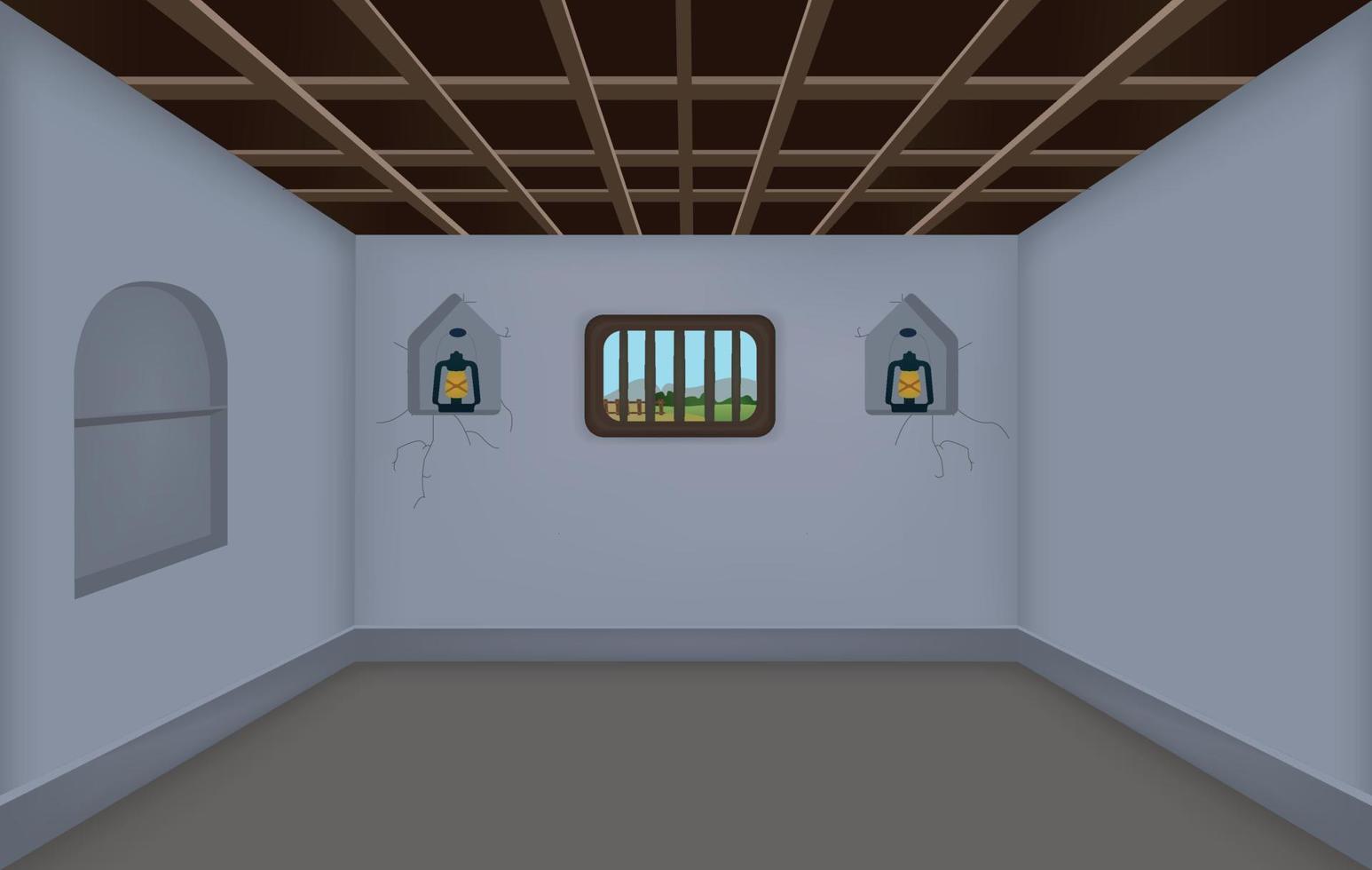 Empty village poor room inside cartoon background, Poor house room vector illustrations.