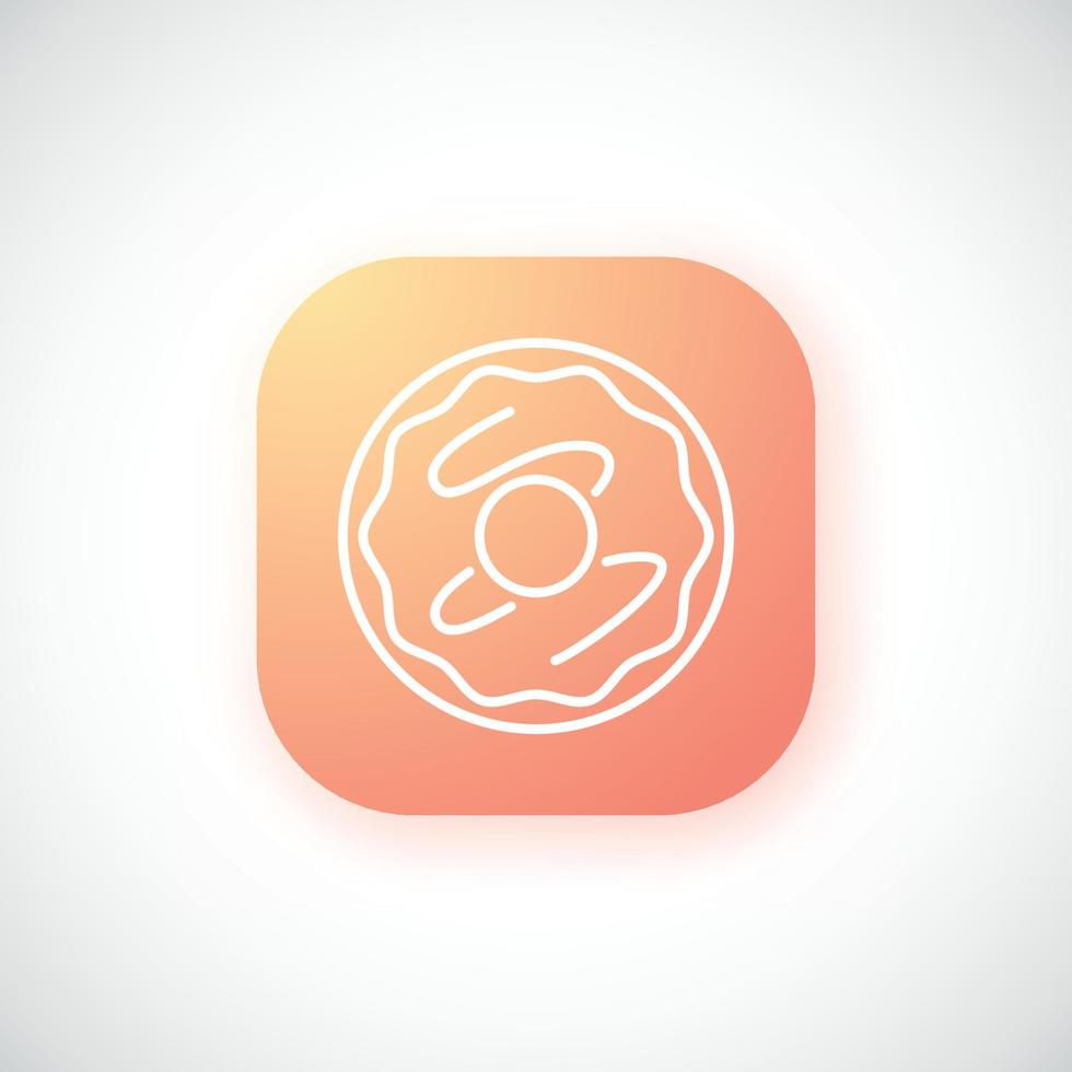 Gradient orange button with thin Donut icon isolated on white background. vector