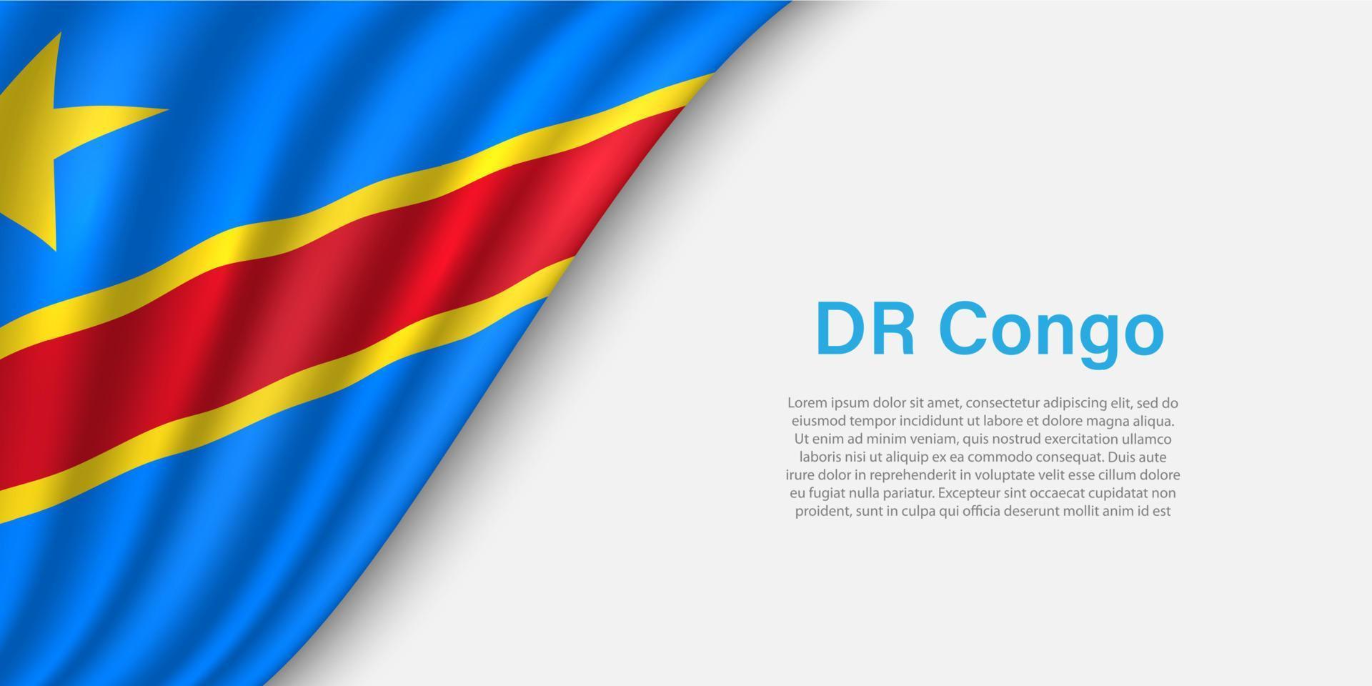 Wave flag of DR Congo on white background. vector