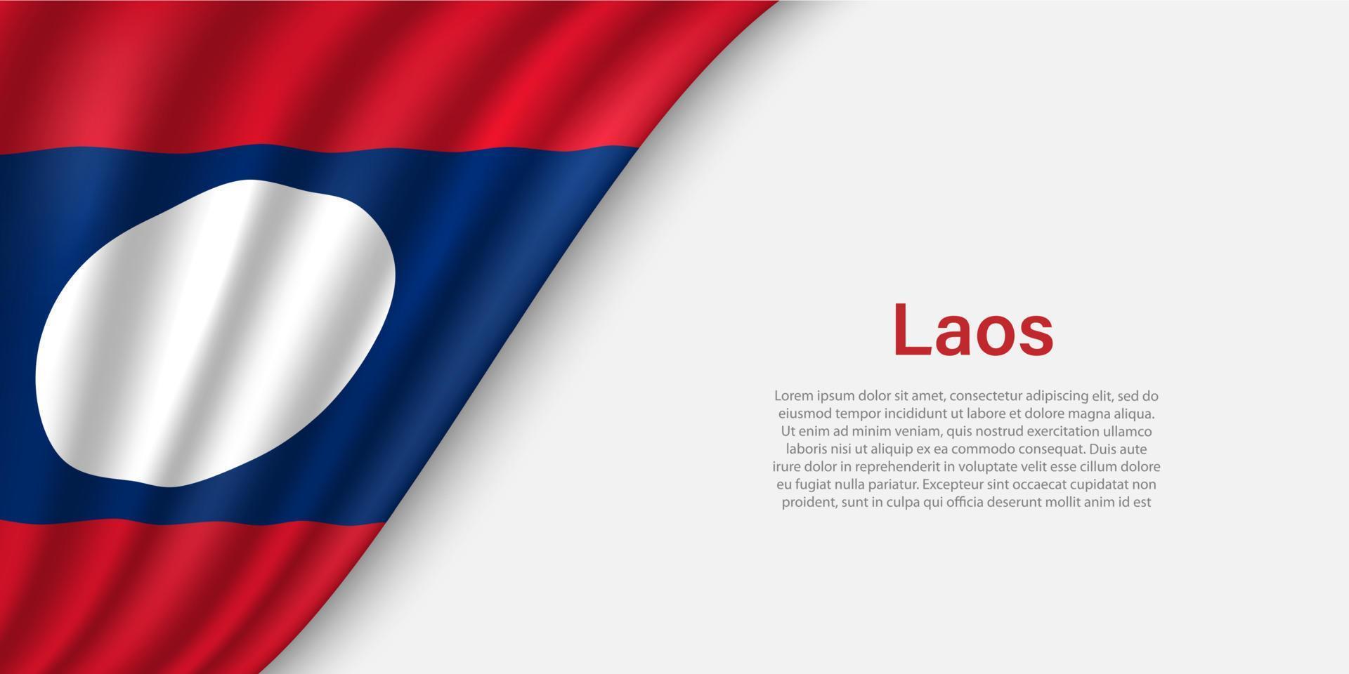 ola bandera de Laos en blanco antecedentes. vector