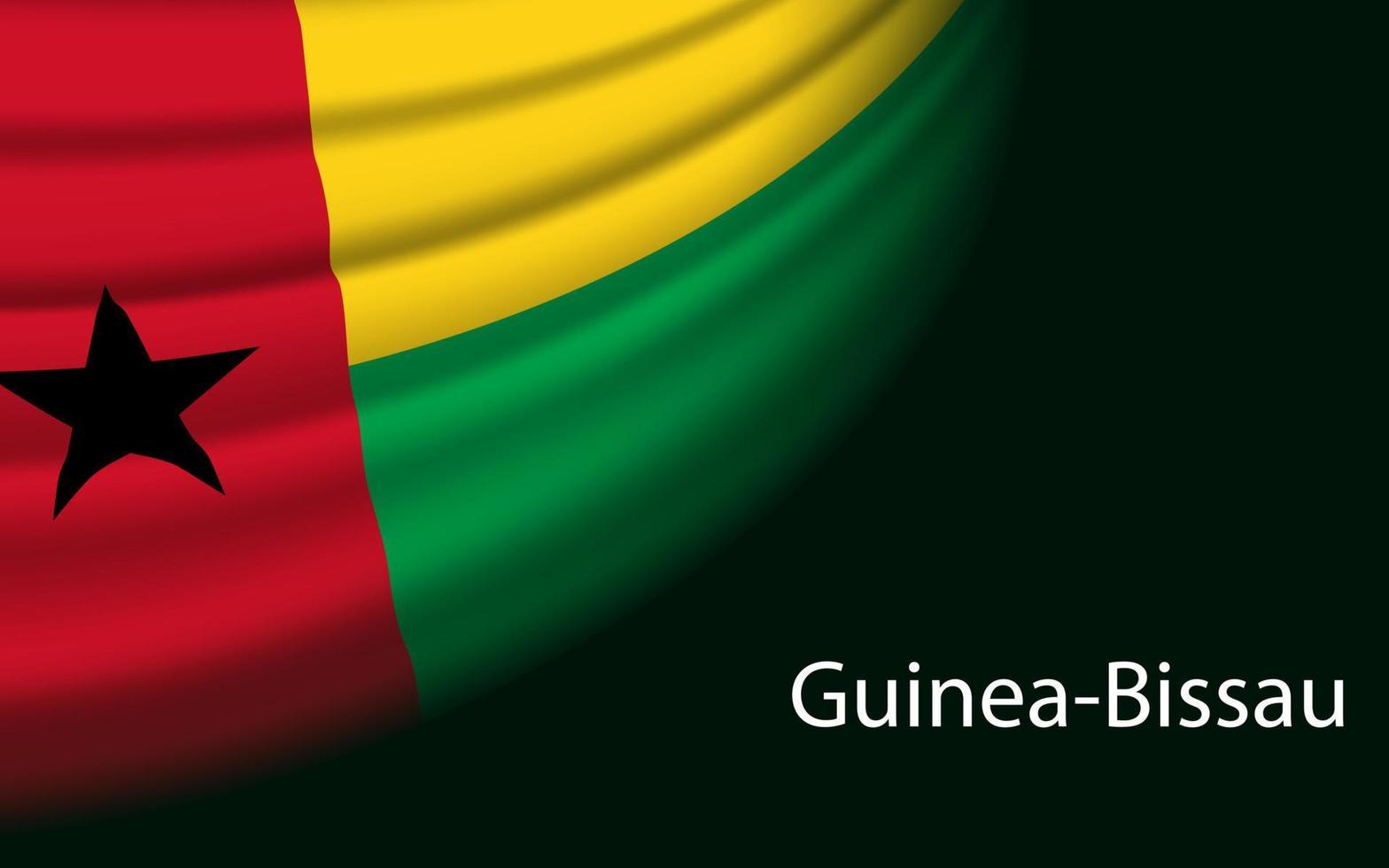 Wave flag of Guinea-Bissau on dark background. vector