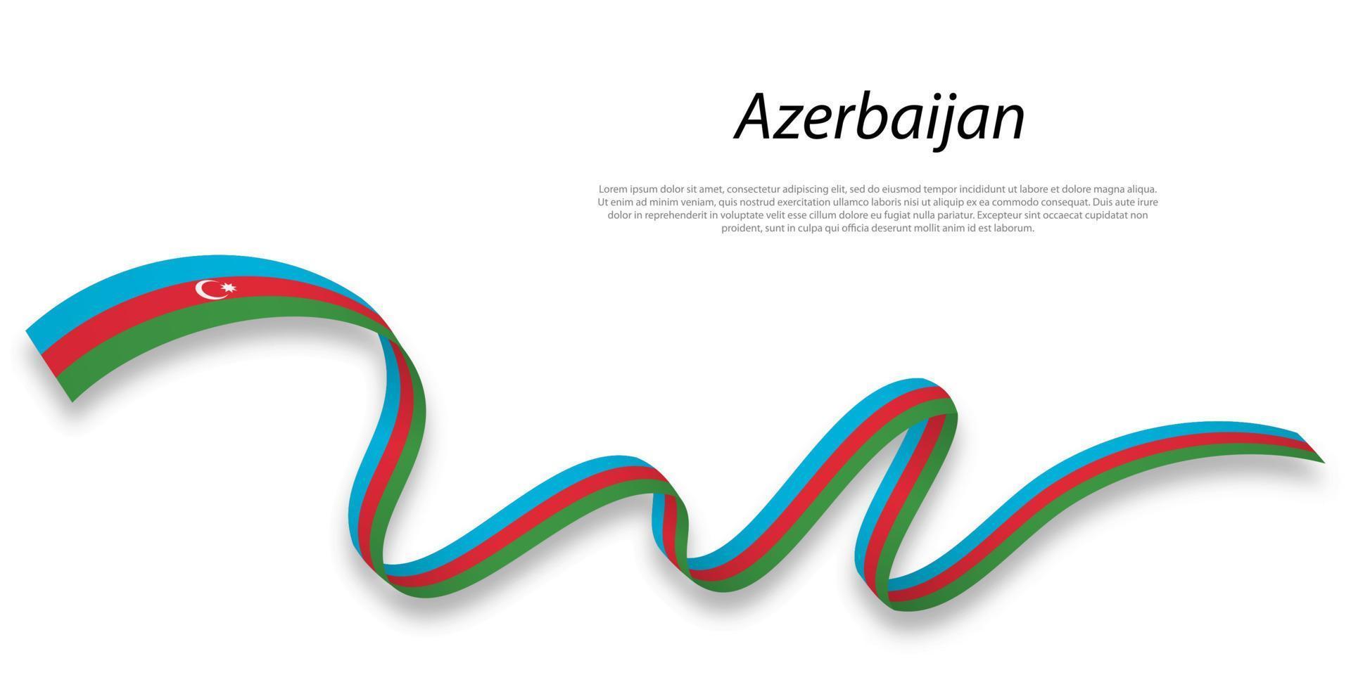 Waving ribbon or banner with flag of Azerbaijan. vector