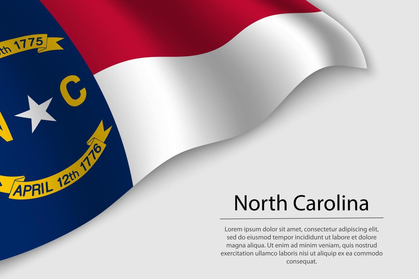 Wave flag of North Carolina is a state of United States. vector