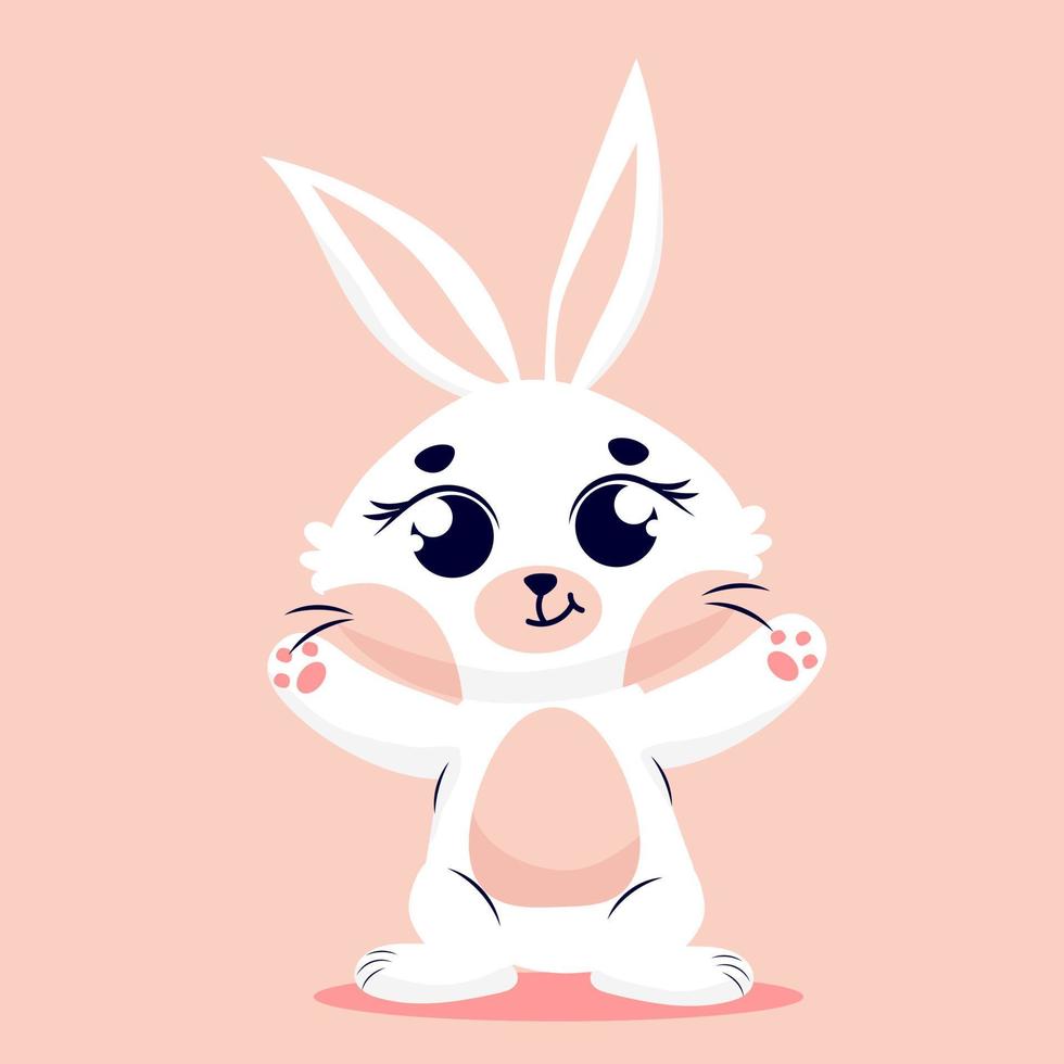 Cute rabbit on a pink background, kawaii vector