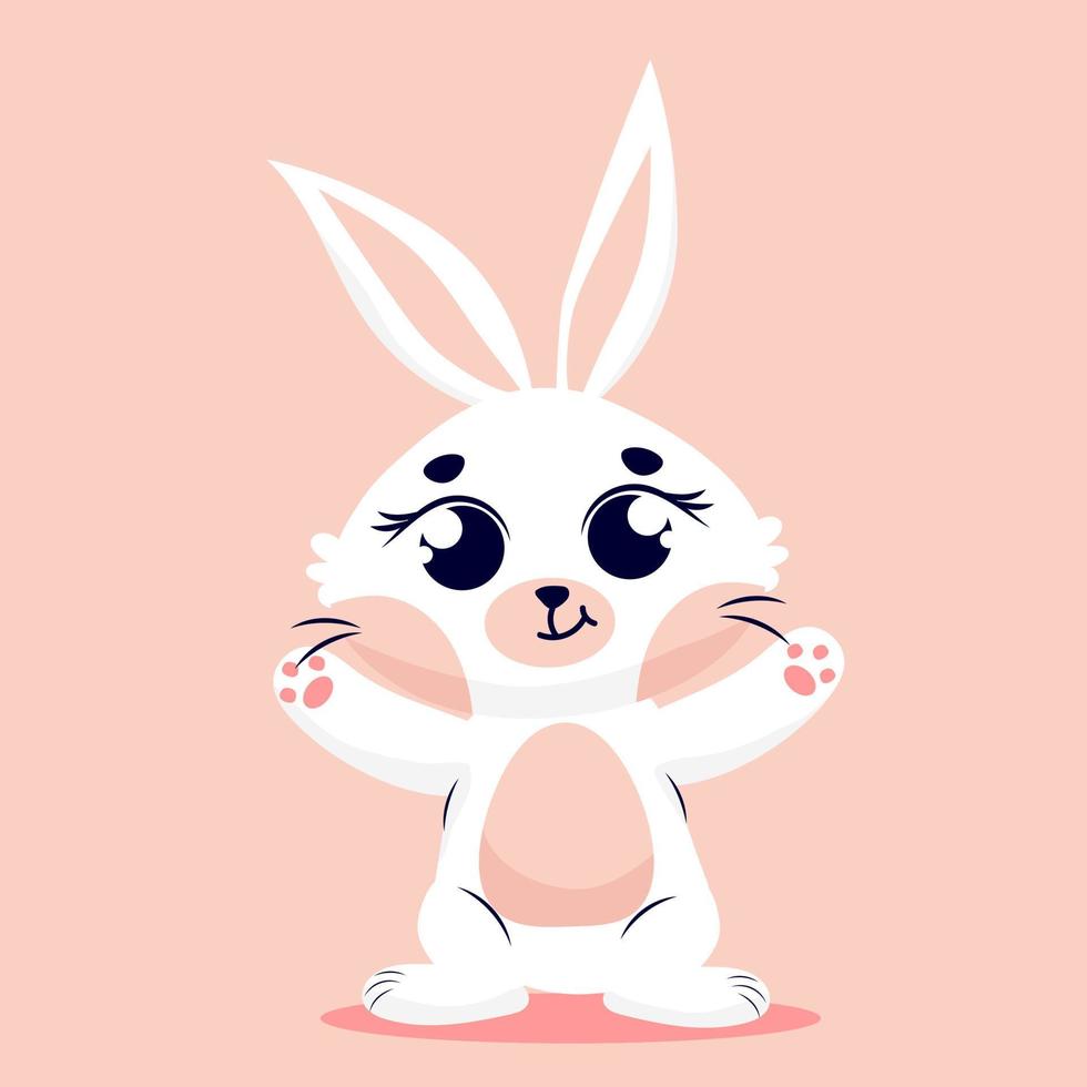 Cute rabbit on a pink background, kawaii vector