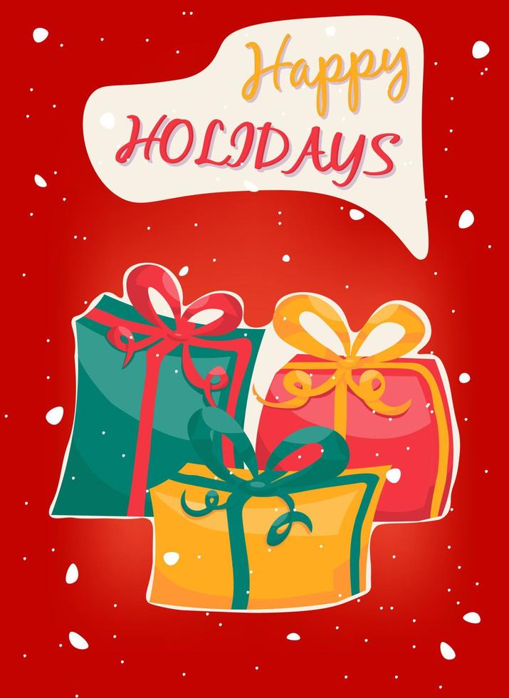 Happy holidays template postcard gifts vector